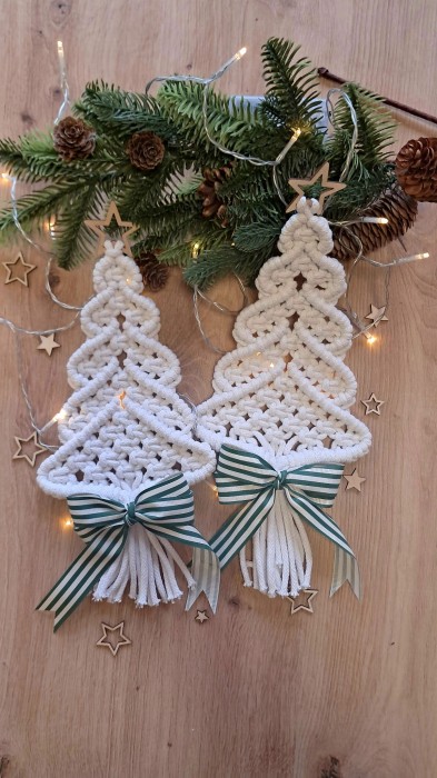 Choinka z makramy 2 szt. Ozdoba świąteczna
