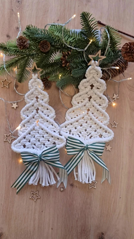Choinka z makramy 2 szt. Ozdoba świąteczna