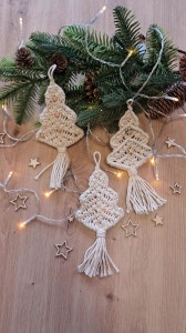 Choinka z makramy 3 szt. Ozdoba świąteczna