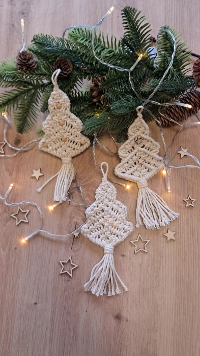 Choinka z makramy 3 szt. Ozdoba świąteczna