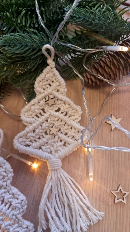 Choinka z makramy 3 szt. Ozdoba świąteczna