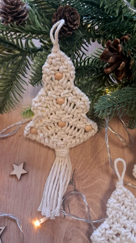 Choinka z makramy 3 szt. Ozdoba świąteczna