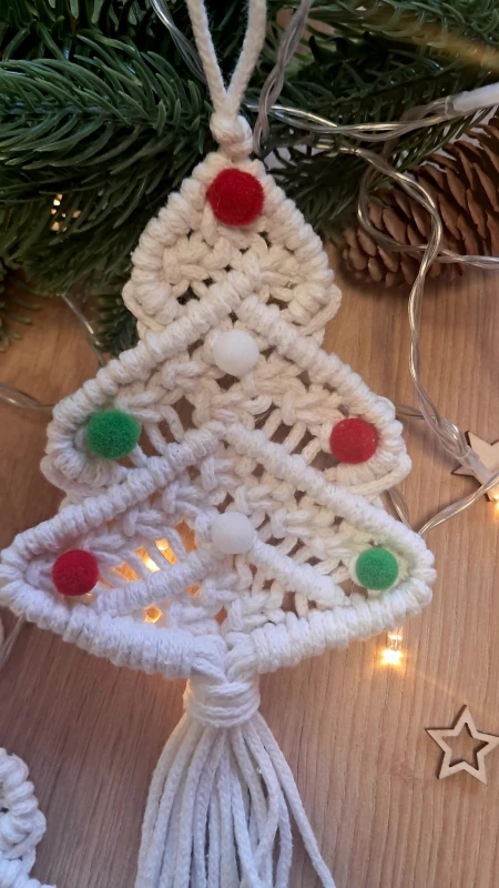 Choinka z makramy 3 szt. Ozdoba świąteczna