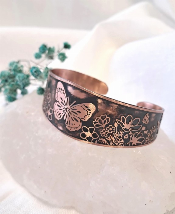 Bransoletka miedziana Motyl