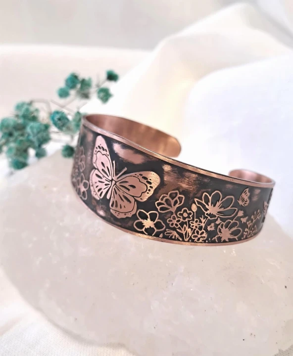 Bransoletka miedziana Motyl