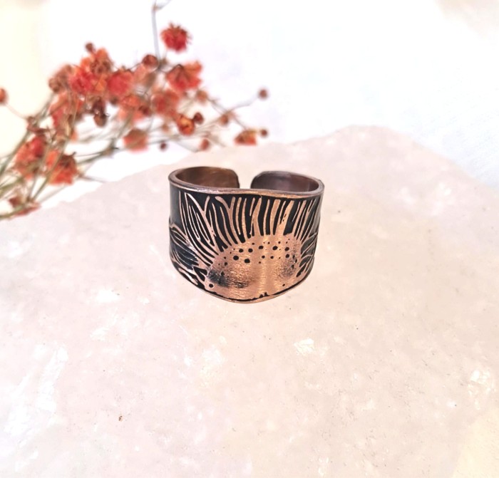 Pierścionek miedziany Słonecznik 2