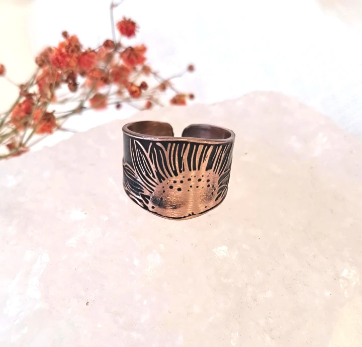 Pierścionek miedziany Słonecznik 2