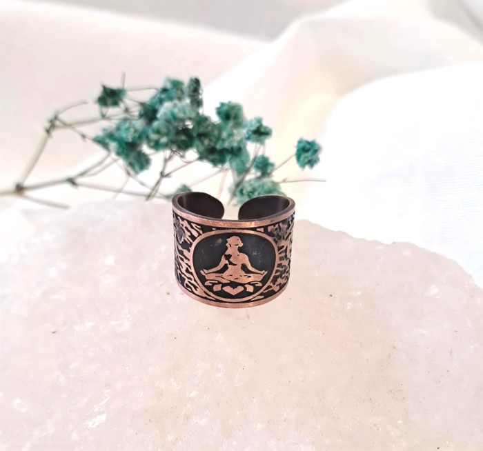 Pierścionek miedziany Kwiat Lotosu