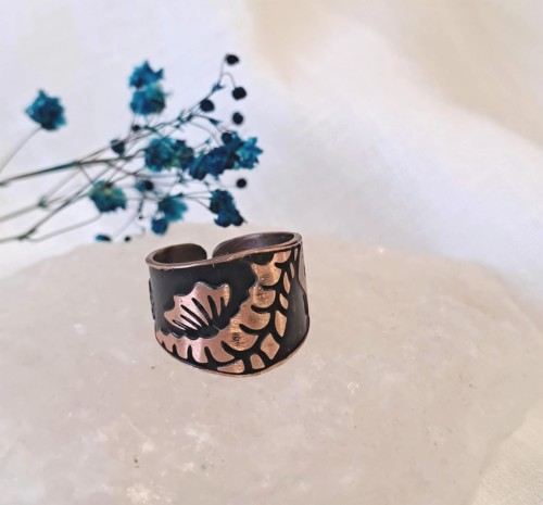 Pierścionek miedziany Konik Morski