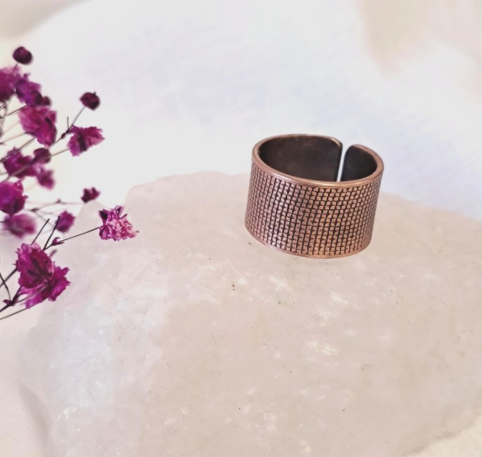 Pierścionek miedziany Siatka