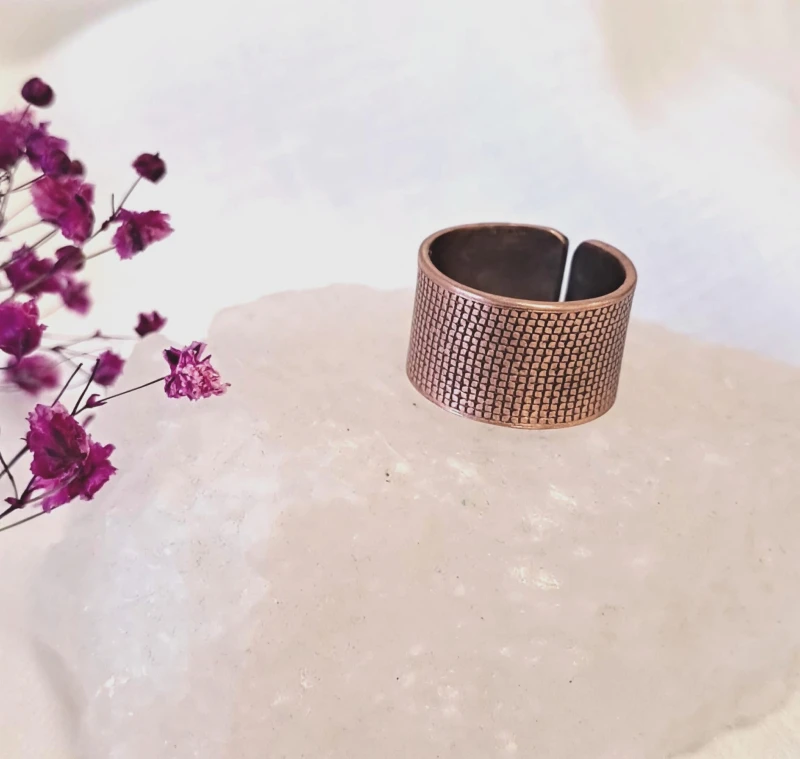 Pierścionek miedziany Siatka