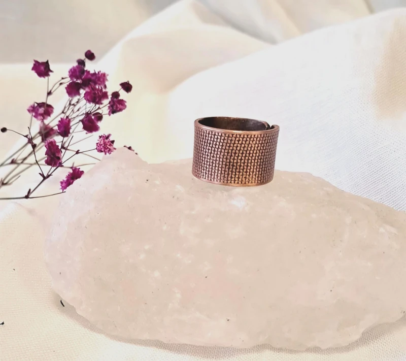 Pierścionek miedziany Siatka