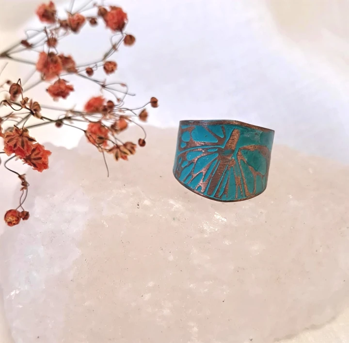 Pierścionek miedziany Ważka 1