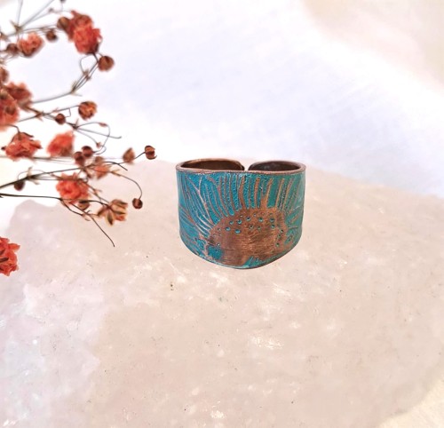 Pierścionek miedziany Słonecznik 1