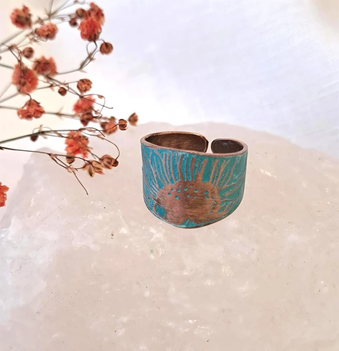 Pierścionek miedziany Słonecznik 1