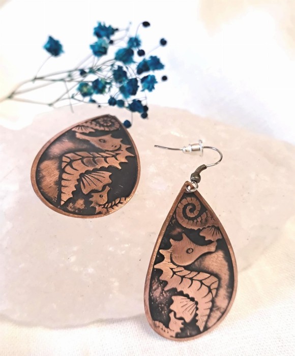 Kolczyki miedziane Konik Morski