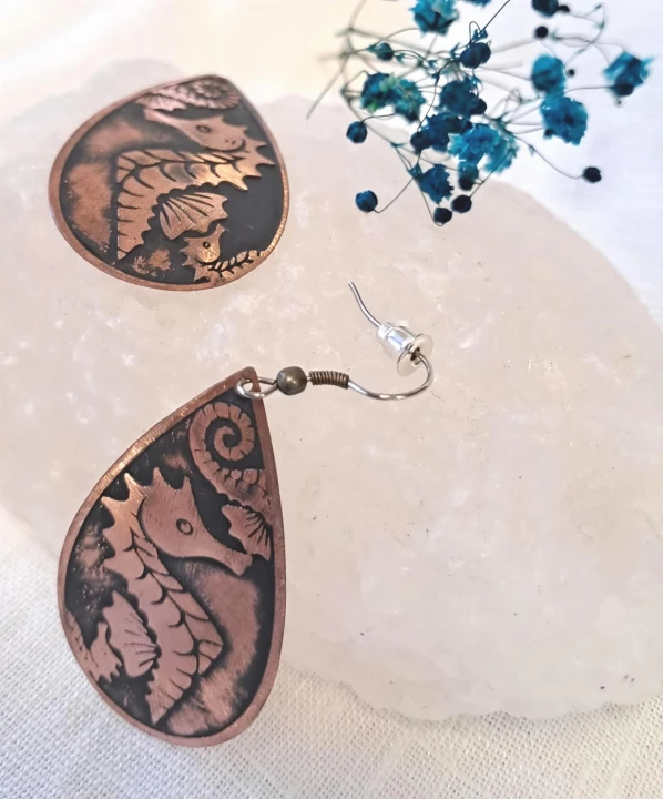 Kolczyki miedziane Konik Morski