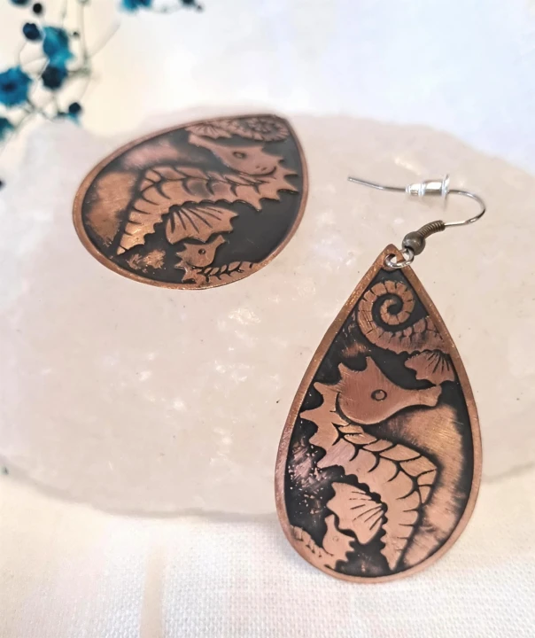 Kolczyki miedziane Konik Morski