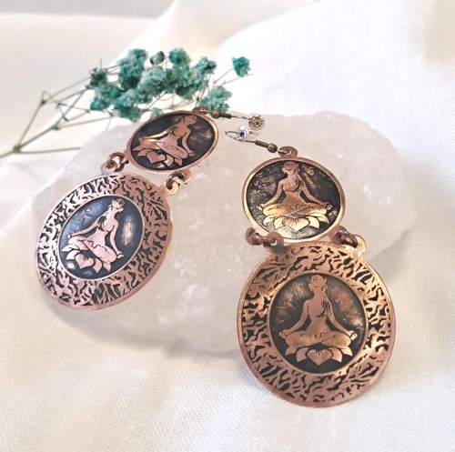 Kolczyki miedziane Kwiat Lotosu