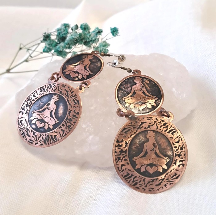 Kolczyki miedziane Kwiat Lotosu