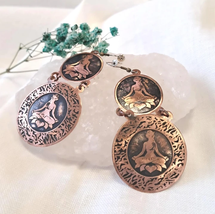 Kolczyki miedziane Kwiat Lotosu