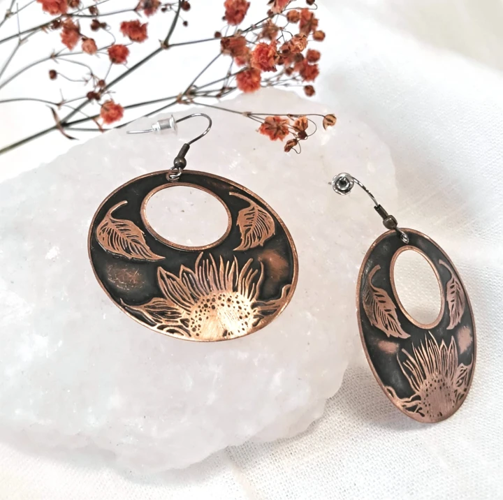 kolczyki miedziane Słonecznik 2