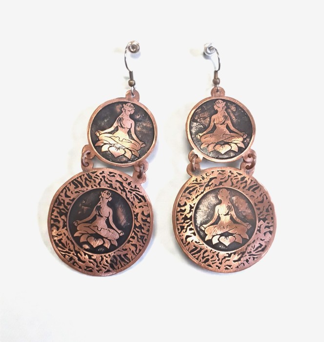 Kolczyki miedziane Kwiat Lotosu