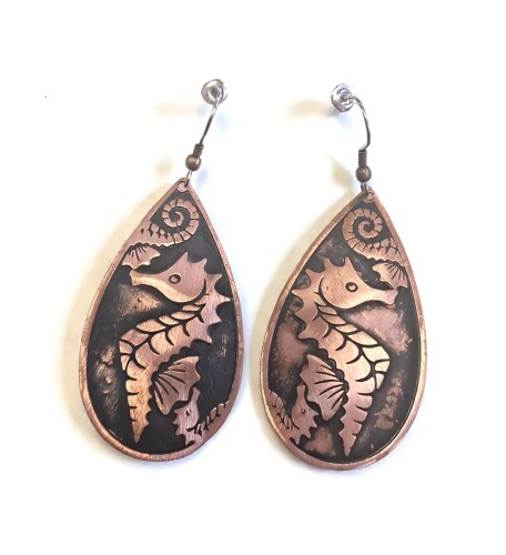 Kolczyki miedziane Konik Morski