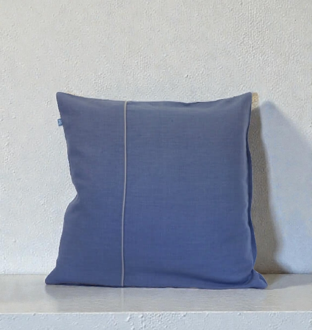 Lniana Poszewka na Poduszkę 50x60 cm / DENIM z lamówką na zakładkę