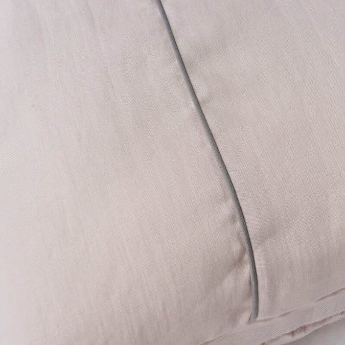 Lniana Poszewka na Poduszkę 50x60 cm / perłowy róż z szarą lamówką na zakładkę