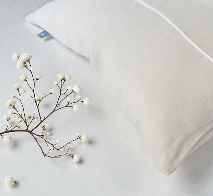 Lniana Poszewka na Poduszkę 50x60 cm / mglisto szara z białą lamówką na zakładkę