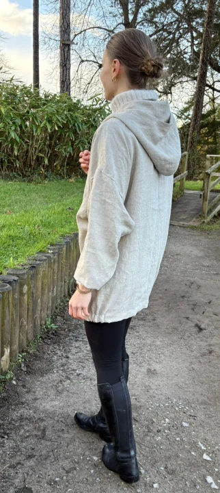 Lniana tunika z kapturem