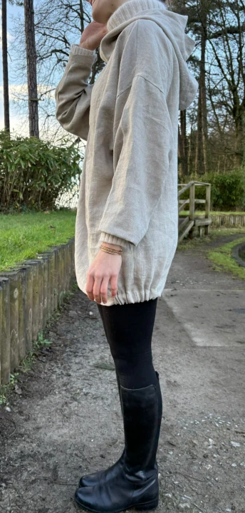 Lniana tunika z kapturem