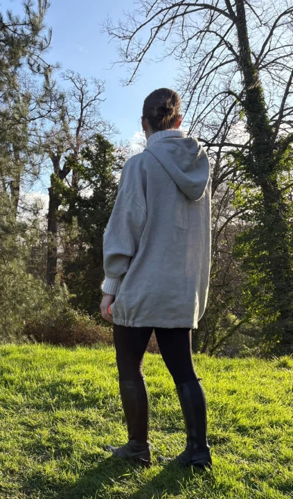 Lniana tunika z kapturem