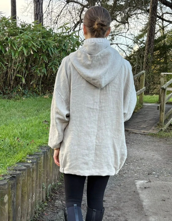 Lniana tunika z kapturem