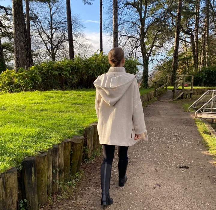 Lniano bawełniany kardigan z kapturem