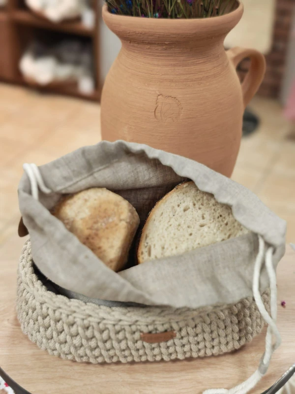 Pojemnik/ chlebak na pieczywo ze sznurka, rękodzieło