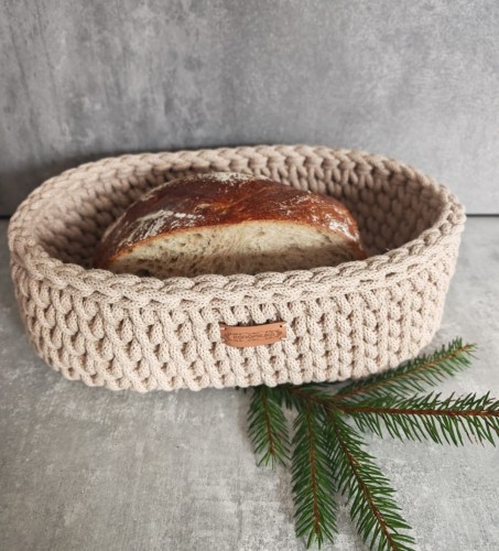 Pojemnik/ chlebak na pieczywo ze sznurka, rękodzieło