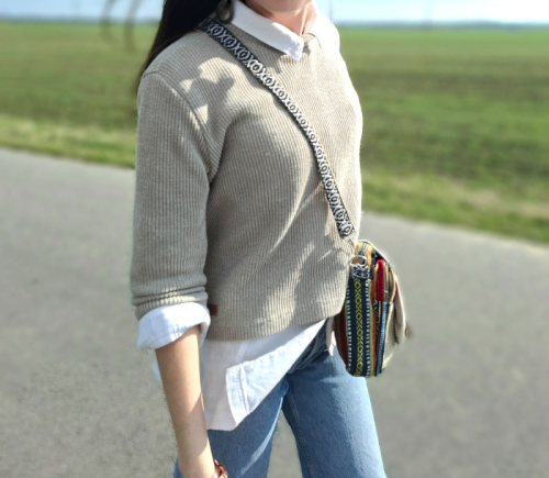 Sweter damski, Bluza - LEN 100%, naturalny S/M