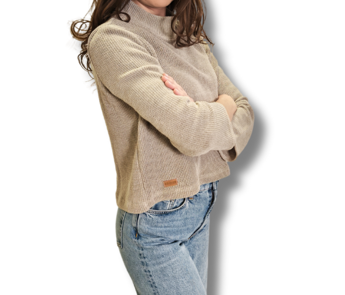 Sweter damski, Bluza - LEN 100%, naturalny S/M