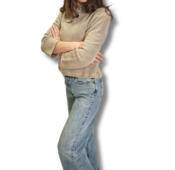 Sweter damski, Bluza - LEN 100%, naturalny S/M