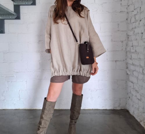 Bluza lniana z gumką - rozmiar uniwersalny, LEN 100%