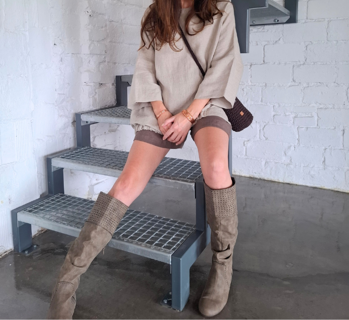 Bluza lniana z gumką - rozmiar uniwersalny, LEN 100%