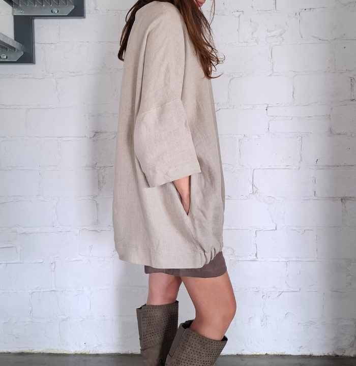 Bluza lniana z gumką - rozmiar uniwersalny, LEN 100%