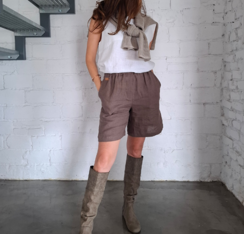 BLUZKA lniana bez rękawów, TOP LNIANY damski - rozmiar S/M, LEN 100% , BIAŁA