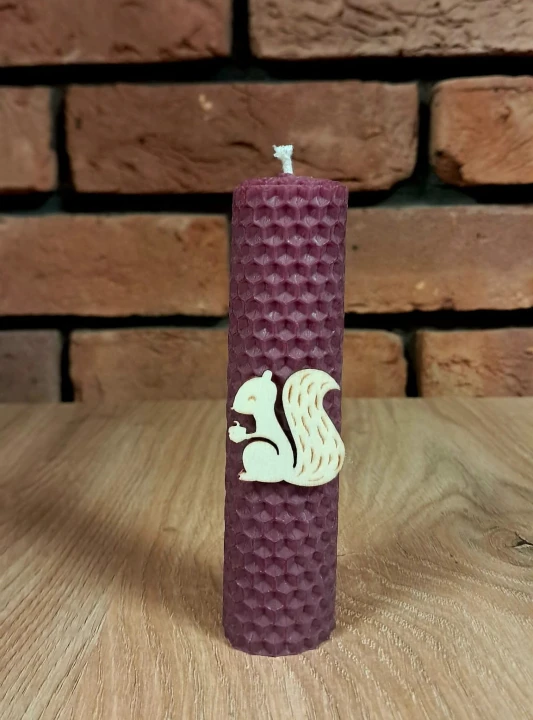 Świece intencyjne/rytualne z wosku pszczelego/ fioletowa-okrągła