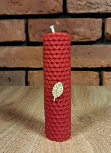 Świece intencyjne/rytualne z wosku pszczelego/ czerwona-okrągła