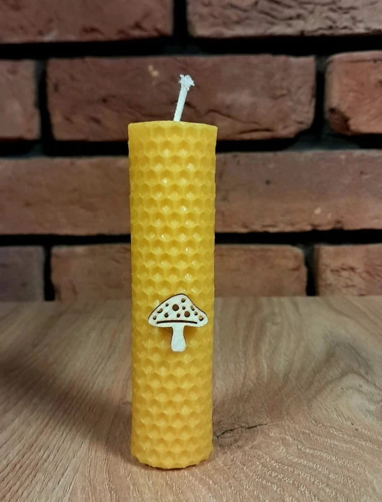 Świece intencyjne/rytualne z wosku pszczelego/ żółta-okrągła