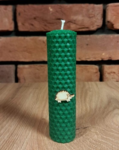 Świece intencyjne/rytualne z wosku pszczelego/ zielona-okrągła