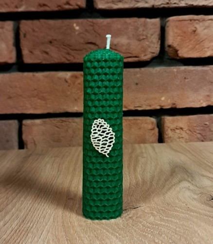 Świece intencyjne/rytualne z wosku pszczelego/ zielona- kwadratowa